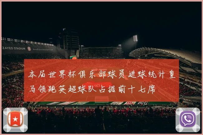本届世界杯俱乐部球员进球统计皇马领跑英超球队占据前十七席